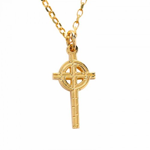 Irish Gold Celtic Cross - Old St Pats Cross Chicago Earrings & Pendants